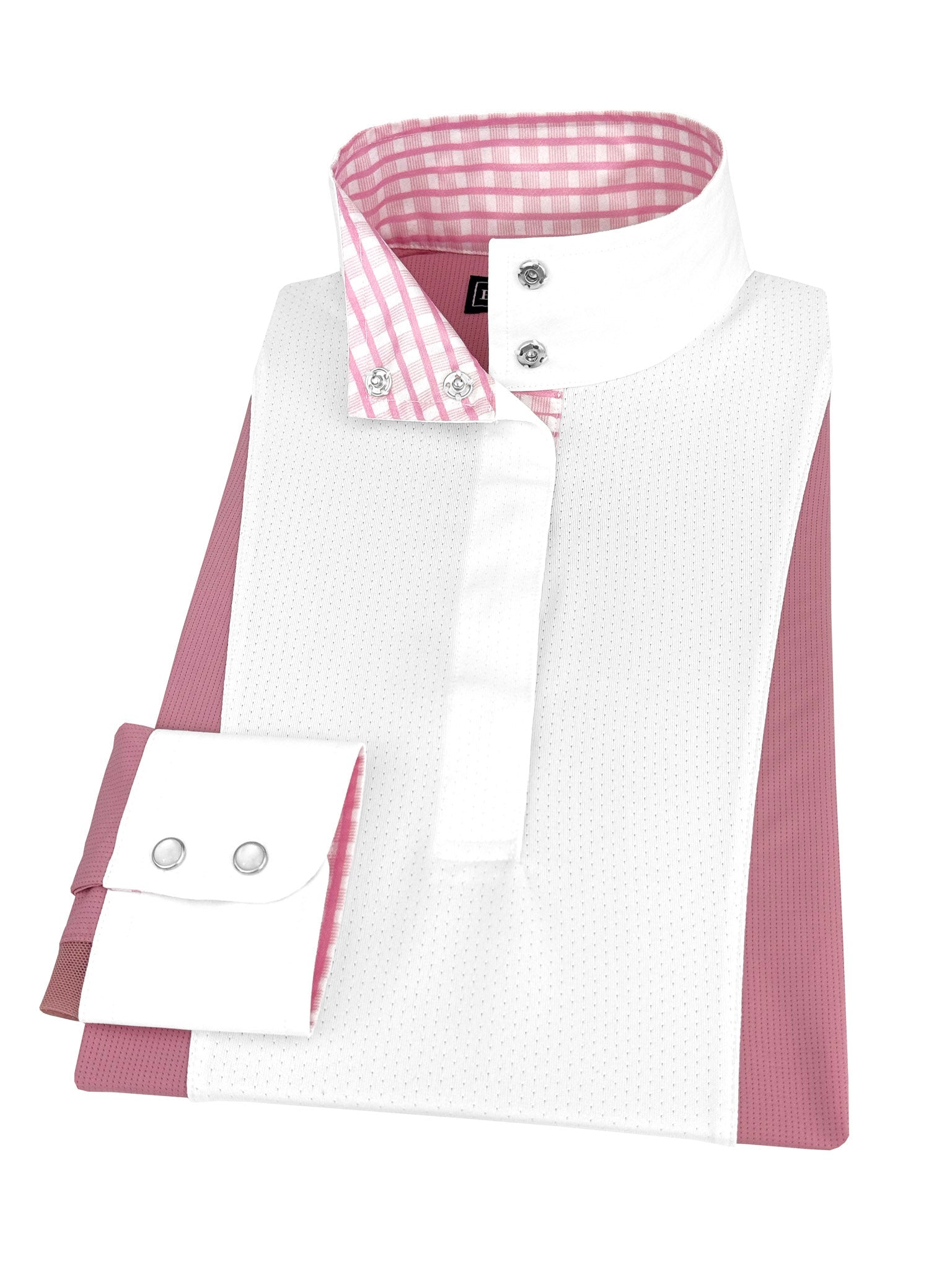 Essex Classics Ladies "Luna II" Pink Long Sleeve Performance Show Shirt with Pink Check Trim - Essex Classics - Equiluxe Tack