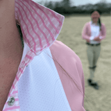 Essex Classics Ladies "Luna II" Pink Long Sleeve Performance Show Shirt with Pink Check Trim - Essex Classics - Equiluxe Tack