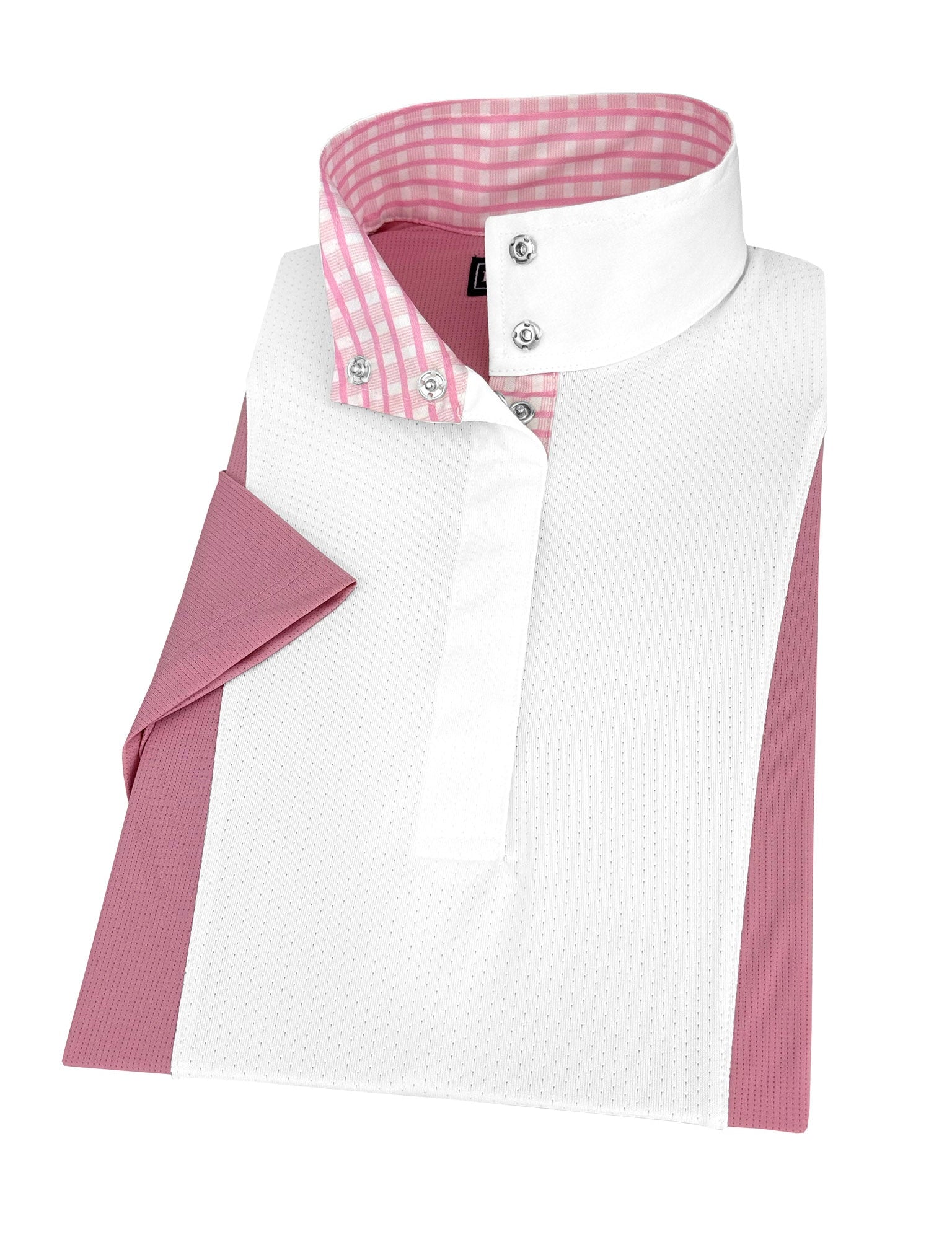 Essex Classics Ladies "Luna II" Pink Short Sleeve Performance Show Shirt with Pink Check Trim - Essex Classics - Equiluxe Tack
