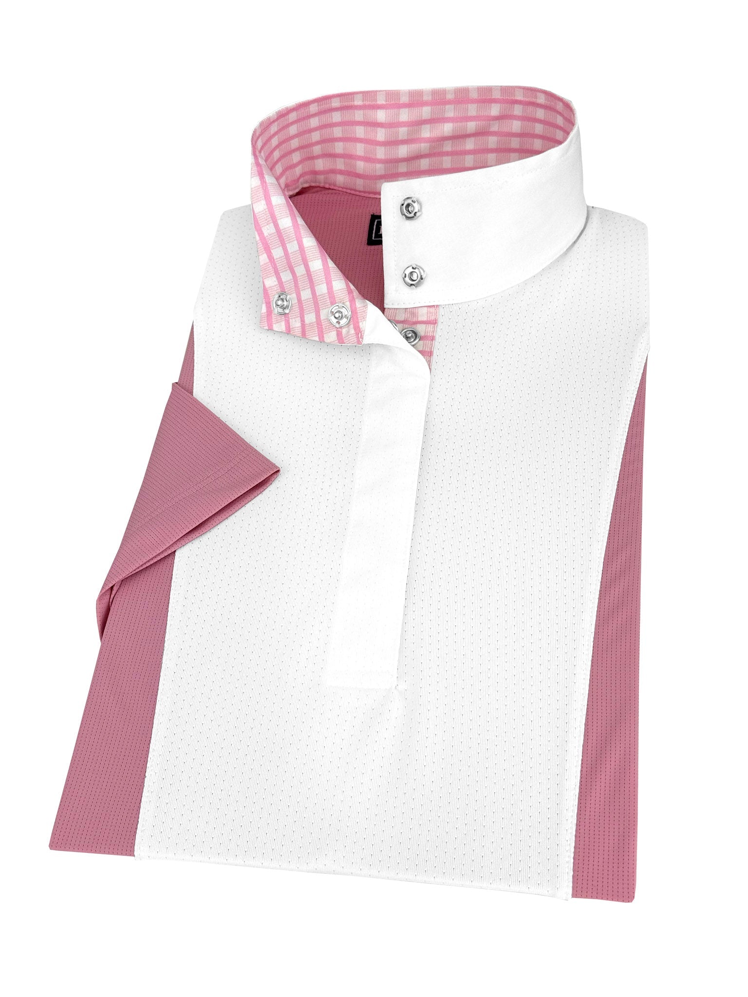 Essex Classics Ladies "Luna II" Pink Short Sleeve Performance Show Shirt with Pink Check Trim - Essex Classics - Equiluxe Tack