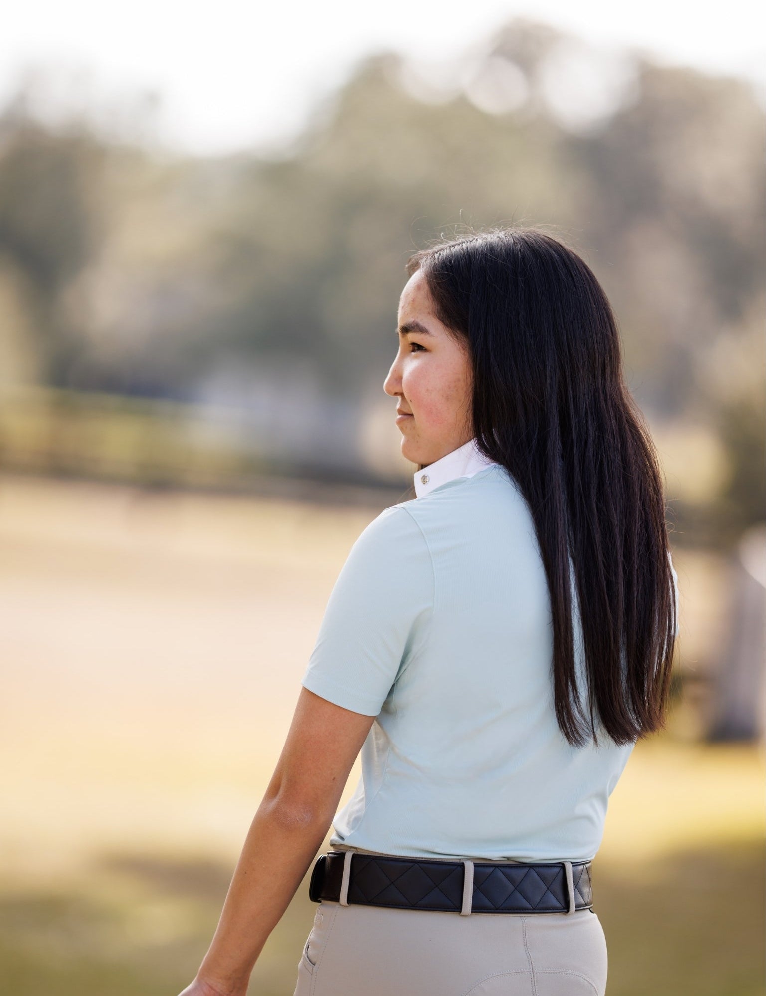 Essex Classics Ladies "Luna II" Seafoam with Hunter Derby Short Sleeve Performance Show Shirt - Equiluxe Tack