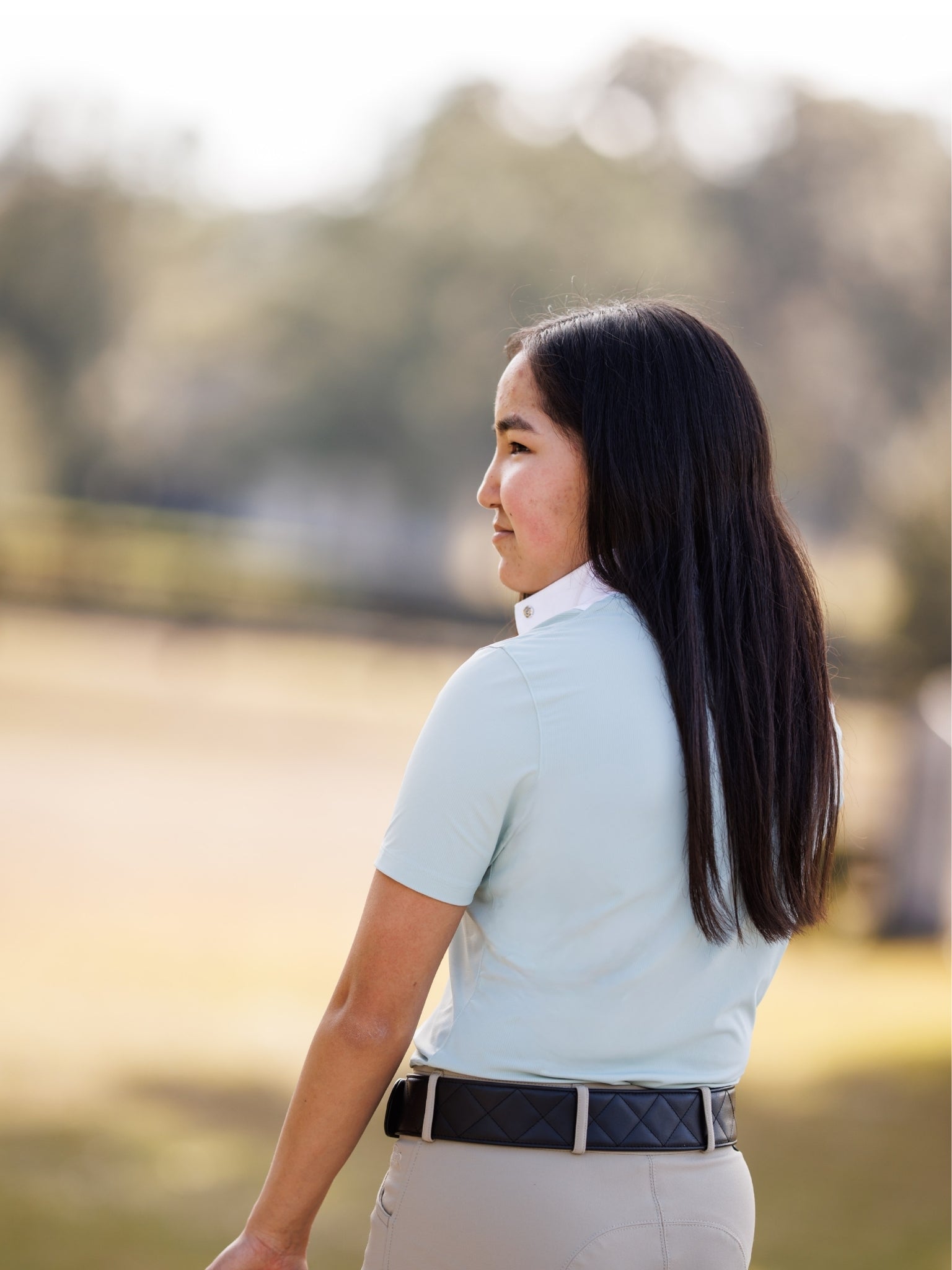 Essex Classics Ladies "Luna II" Seafoam with Hunter Derby Short Sleeve Performance Show Shirt - Equiluxe Tack