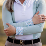 Essex Classics Ladies "Luna II" Seafoam with Palm Trees Long Sleeve Performance Show Shirt - Equiluxe Tack