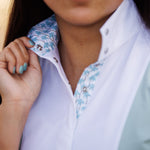 Essex Classics Ladies "Luna II" Seafoam with Palm Trees Short Sleeve Performance Show Shirt - Equiluxe Tack