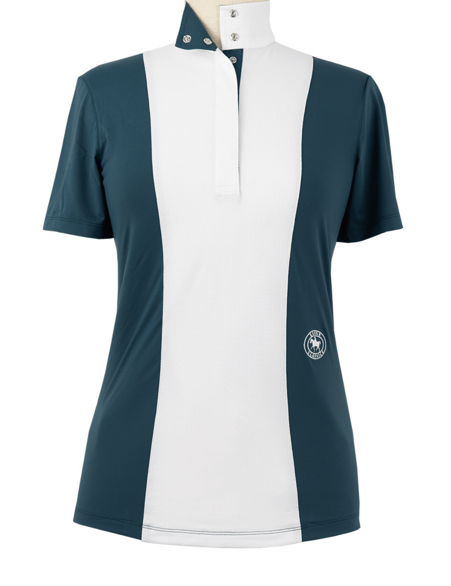 Essex Classics Ladies "Luna II" Teal Self-Trim Short Sleeve Performance Show Shirt - Equiluxe Tack