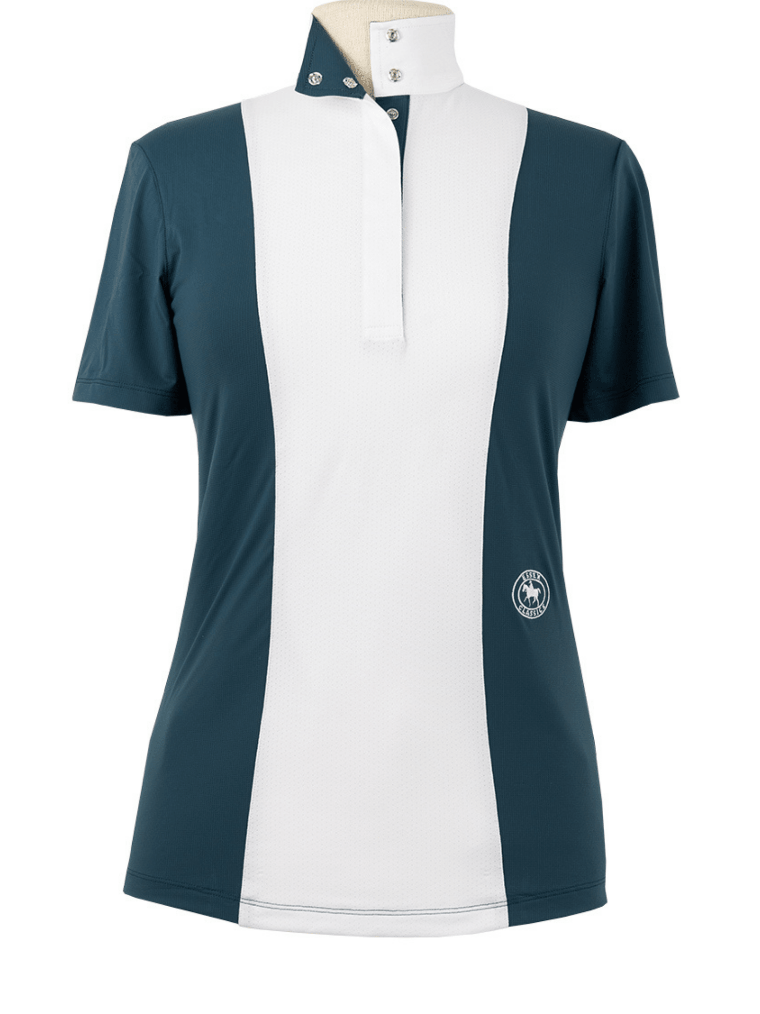 Essex Classics Ladies "Luna II" Teal Self-Trim Short Sleeve Performance Show Shirt - Equiluxe Tack