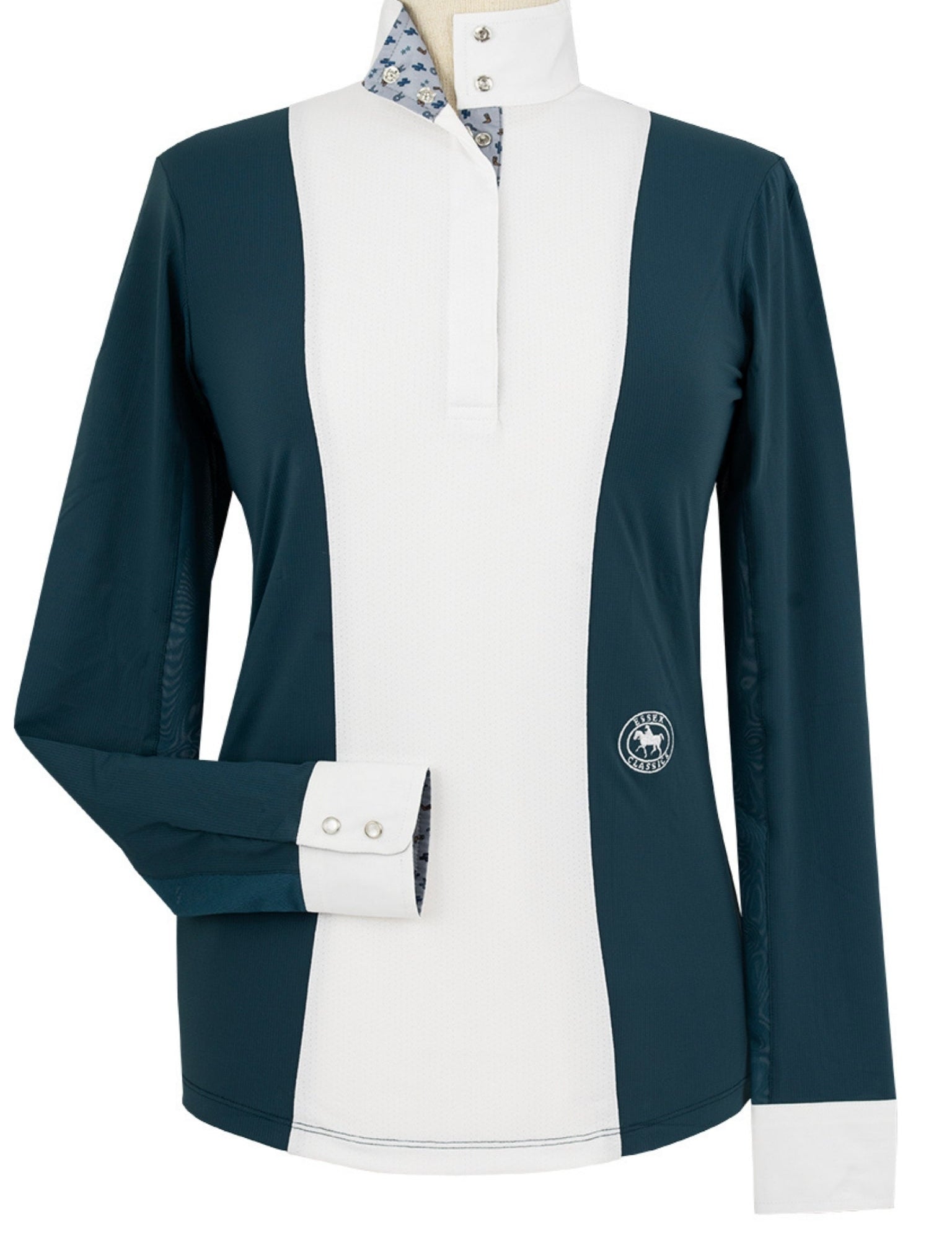 Essex Classics Ladies "Luna II" Teal with Boot Scootin' Long Sleeve Performance Show Shirt - Equiluxe Tack