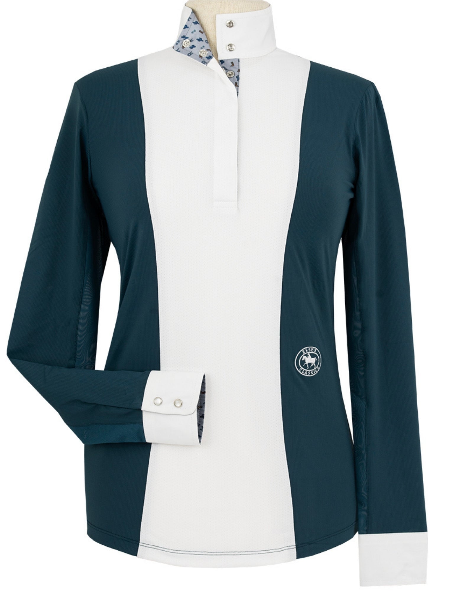 Essex Classics Ladies "Luna II" Teal with Boot Scootin' Long Sleeve Performance Show Shirt - Equiluxe Tack