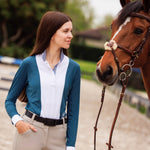 Essex Classics Ladies "Luna II" Teal with Boot Scootin' Long Sleeve Performance Show Shirt - Equiluxe Tack