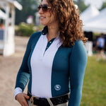 Essex Classics Ladies "Luna II"Teal Self-Trim Long Sleeve Performance Show Shirt - Equiluxe Tack