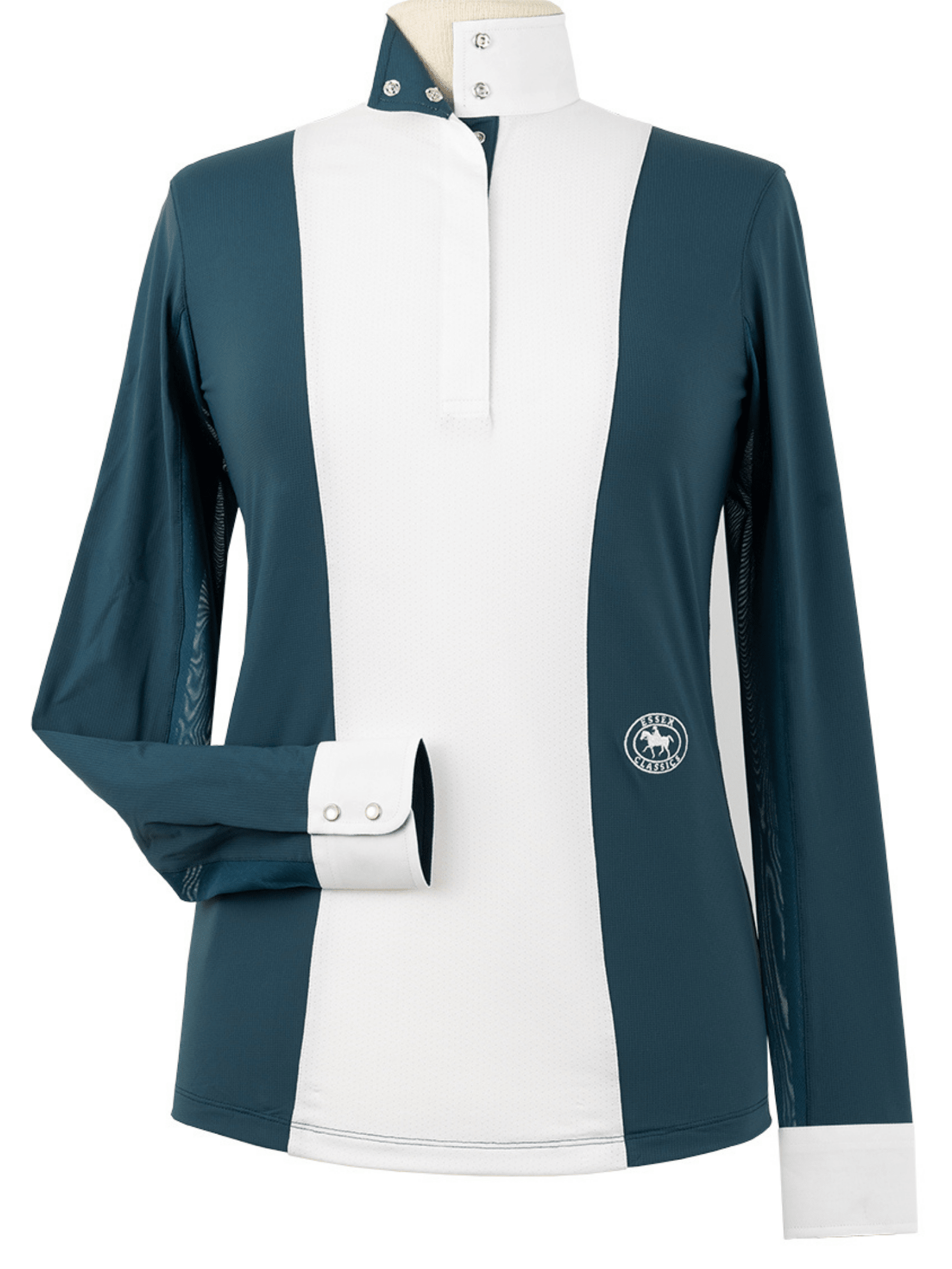 Essex Classics Ladies "Luna II"Teal Self-Trim Long Sleeve Performance Show Shirt - Equiluxe Tack