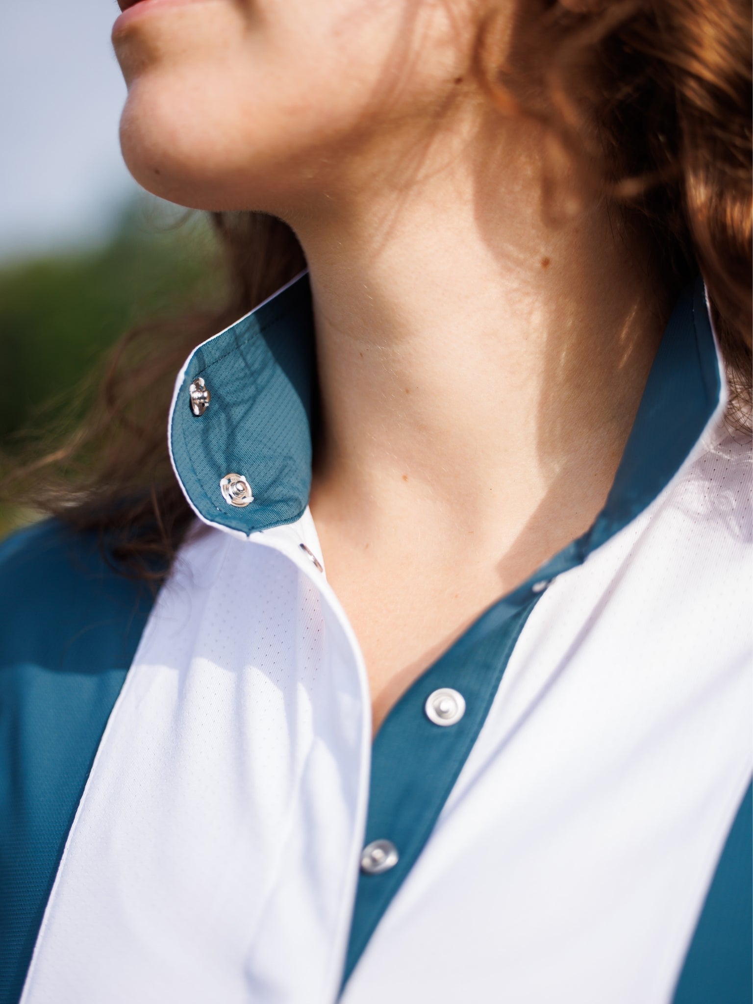 Essex Classics Ladies "Luna II"Teal Self-Trim Long Sleeve Performance Show Shirt - Equiluxe Tack