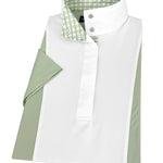 Essex Classics Ladies Sage Green "Luna II" Short Sleeve Performance Show Shirt with Green Check Trim - Essex Classics - Equiluxe Tack
