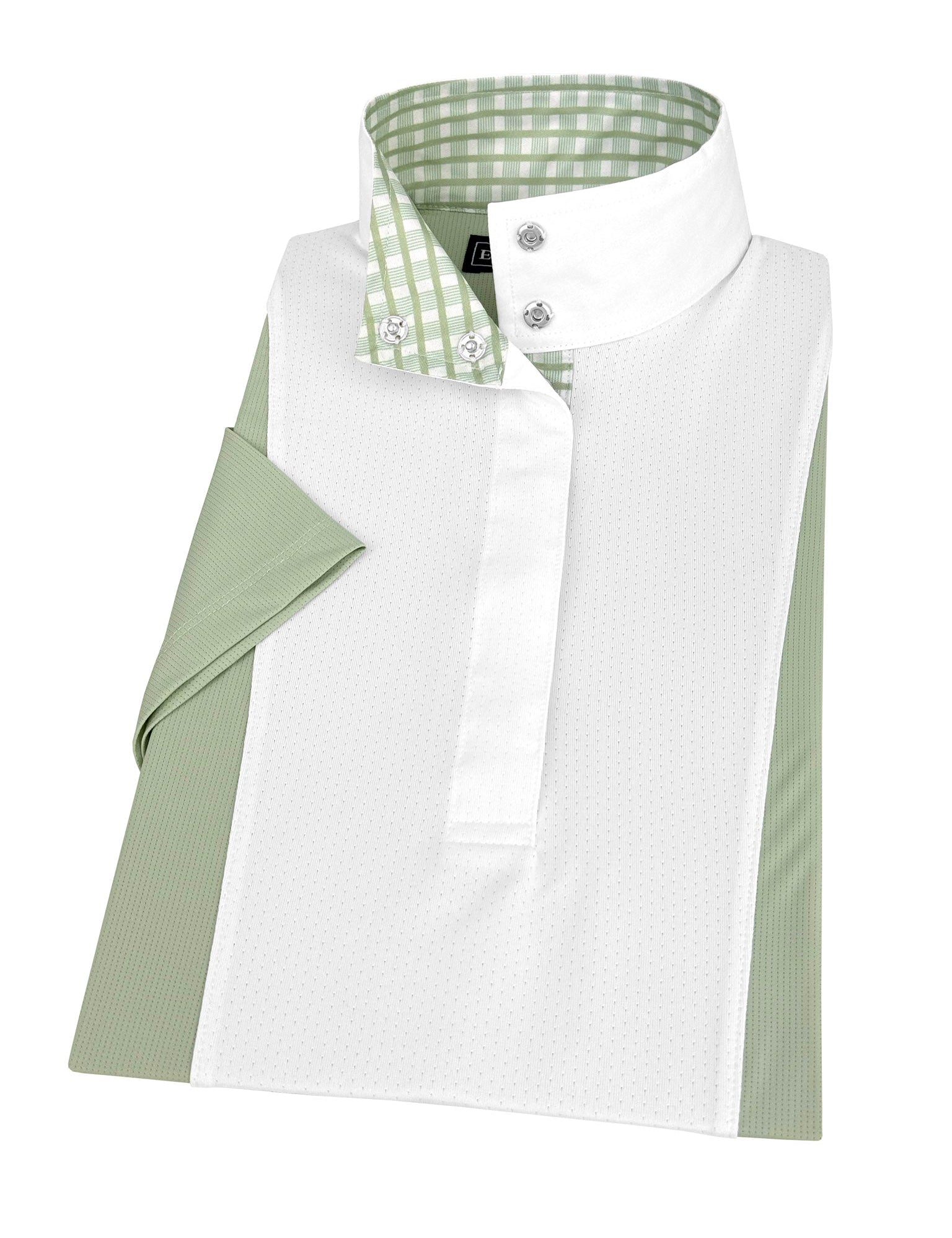 Essex Classics Ladies Sage Green "Luna II" Short Sleeve Performance Show Shirt with Green Check Trim - Essex Classics - Equiluxe Tack