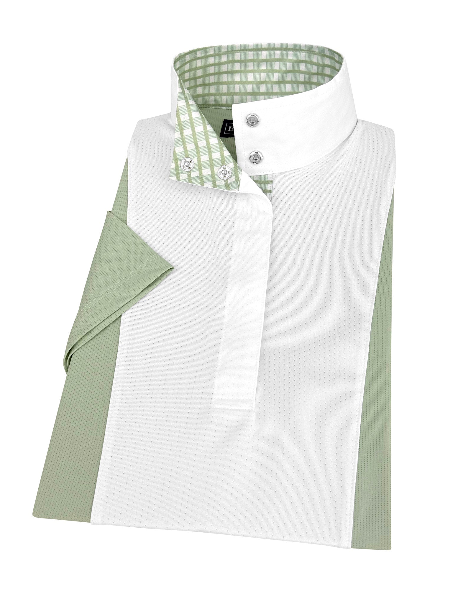 Essex Classics Ladies Sage Green "Luna II" Short Sleeve Performance Show Shirt with Green Check Trim - Essex Classics - Equiluxe Tack