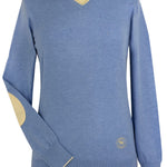 Essex Classics Light Blue with Cream Trey V-Neck Sweater - Equiluxe Tack
