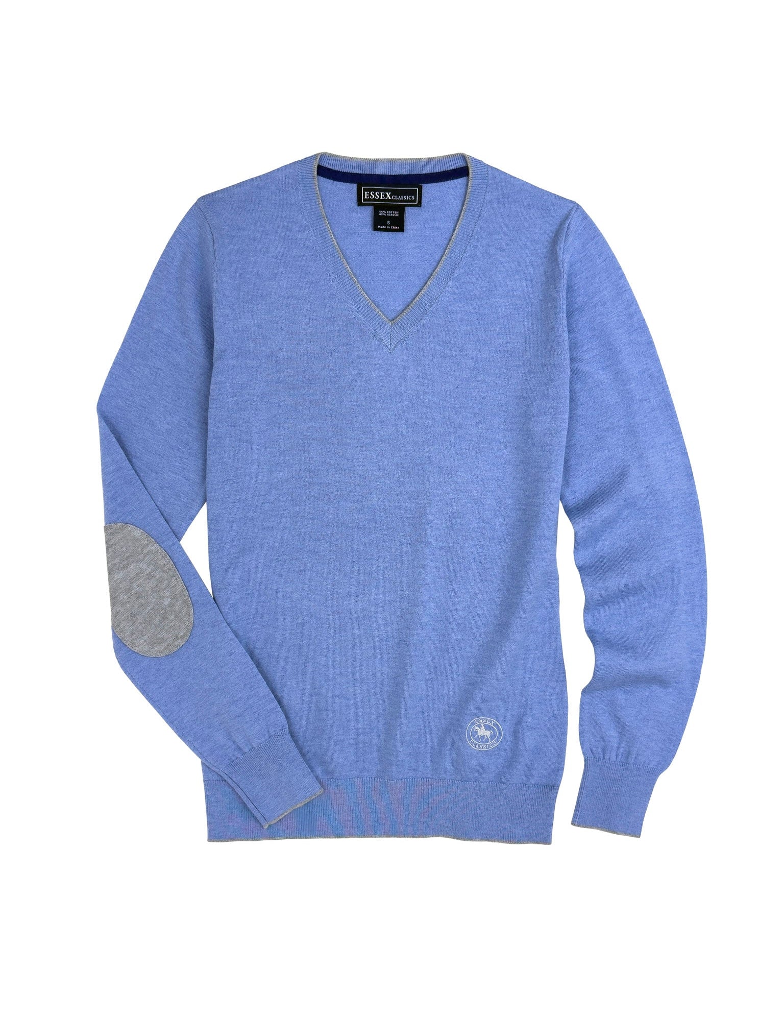 Essex Classics Light Blue with Grey Trey V - Neck Sweater - Essex Classics - Equiluxe Tack