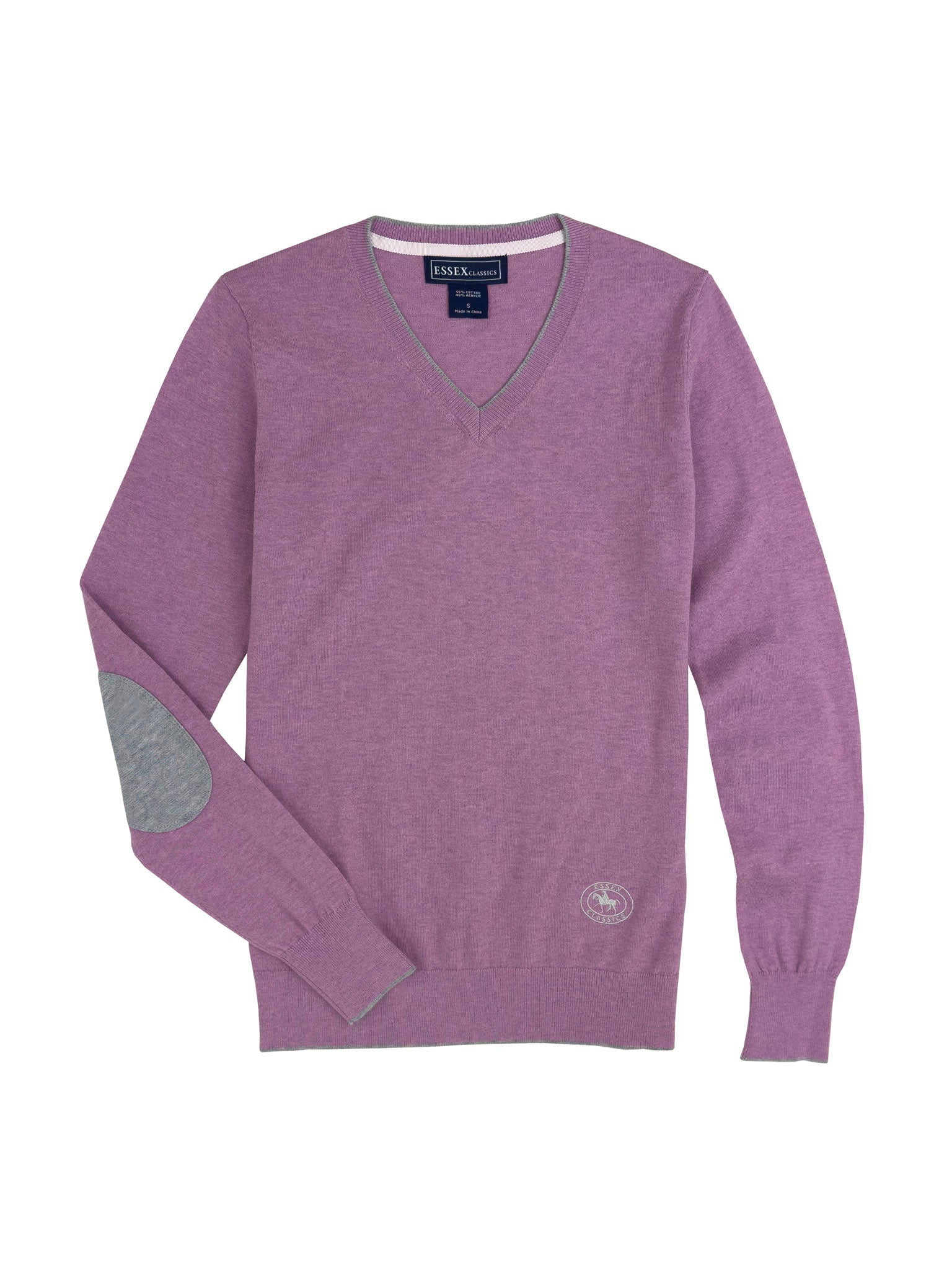 Essex Classics Mauve with Grey Trey V - Neck Sweater - Essex Classics - Equiluxe Tack