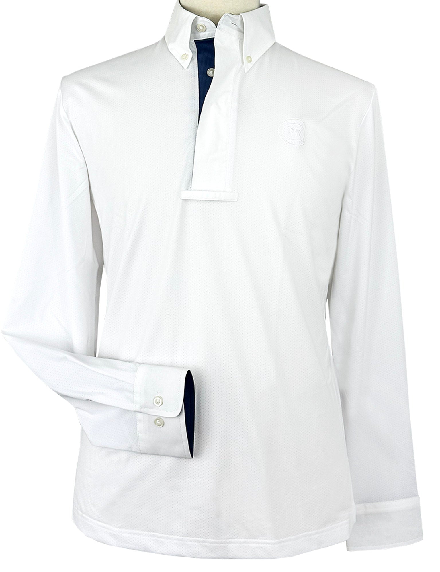 Essex Classics Men's Marine Blue Self Trim Talent Yarn Long Sleeve Show Shirt - Essex Classics - Equiluxe Tack