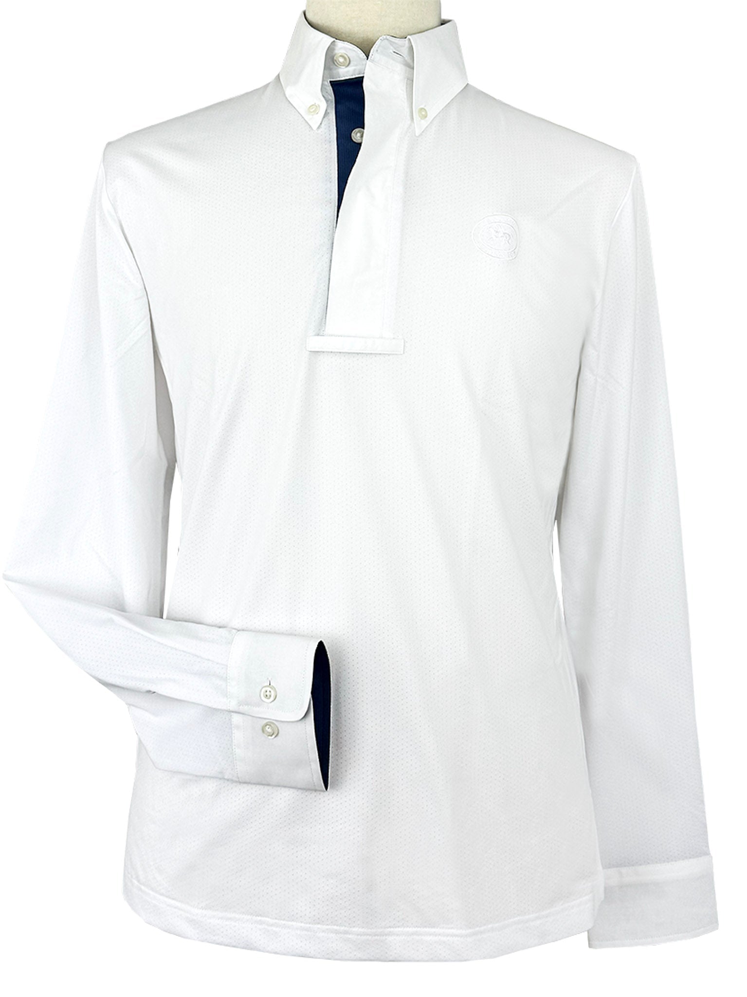 Essex Classics Men's Marine Blue Self Trim Talent Yarn Long Sleeve Show Shirt - Essex Classics - Equiluxe Tack
