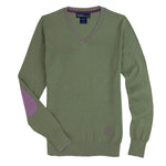 Essex Classics Moss Green with Mauve Trey V - Neck Sweater - Essex Classics - Equiluxe Tack