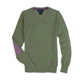 Essex Classics Moss Green with Mauve Trey V - Neck Sweater - Essex Classics - Equiluxe Tack