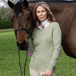 Essex Classics Moss Green with Mauve Trey V - Neck Sweater - Essex Classics - Equiluxe Tack