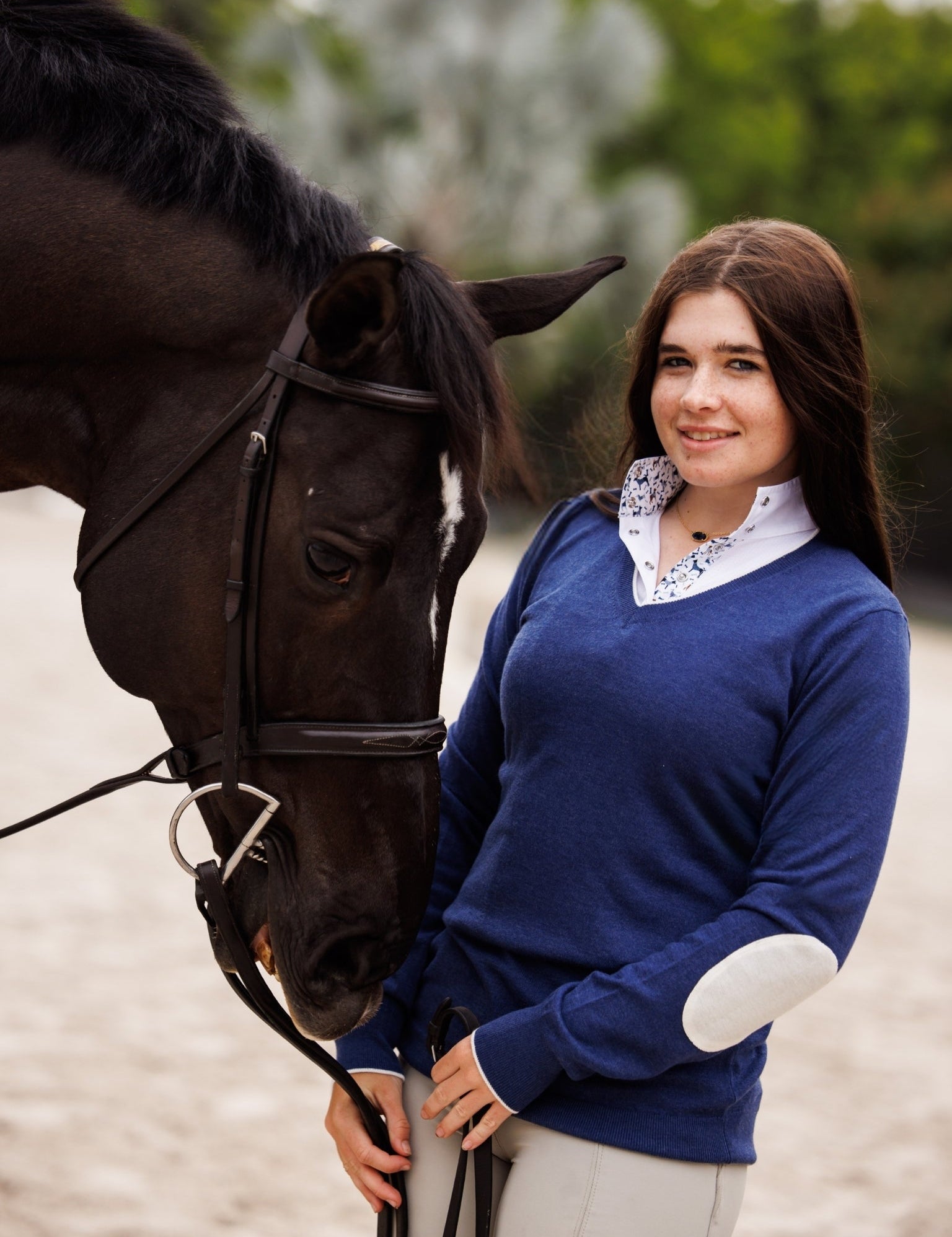 Essex Classics Navy with Ivory Trey V - Neck Sweater - Essex Classics - Equiluxe Tack
