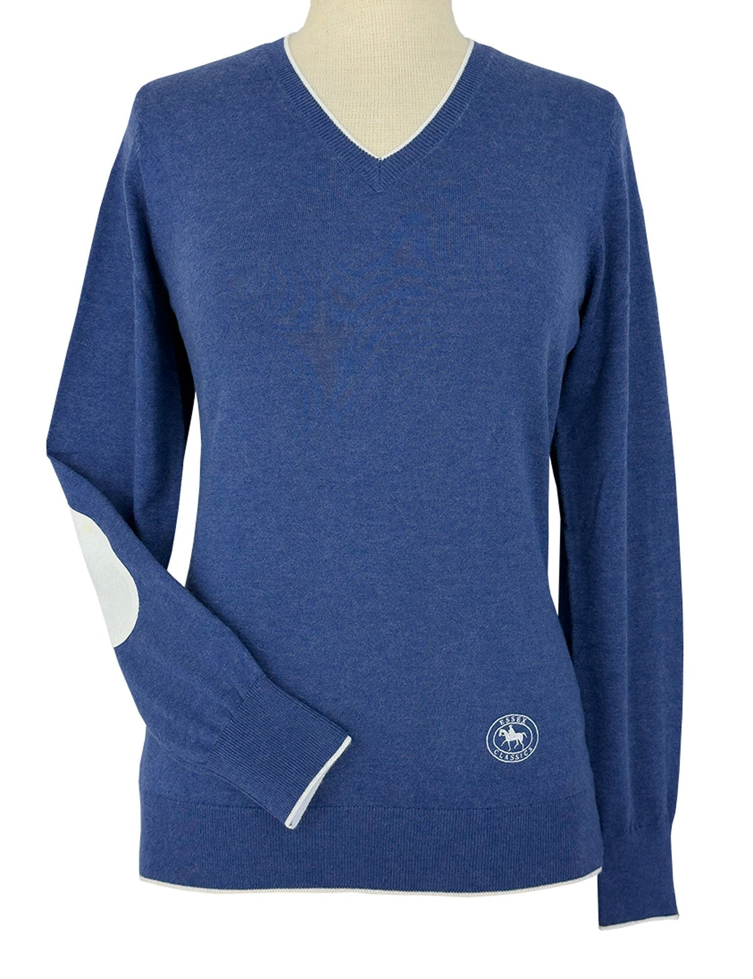 Essex Classics Navy with Ivory Trey V - Neck Sweater - Essex Classics - Equiluxe Tack