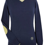 Essex Classics Navy with Tan Trey V-Neck Sweater - Equiluxe Tack