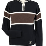 Essex Classics Oxford Quarter Zip Sweater - Black & Chocolate - Equiluxe Tack