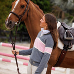 Essex Classics Oxford Quarter Zip Sweater - Grey & Pink - Equiluxe Tack