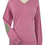 Essex Classics Pink with Moss Trey V - Neck Sweater - Essex Classics - Equiluxe Tack