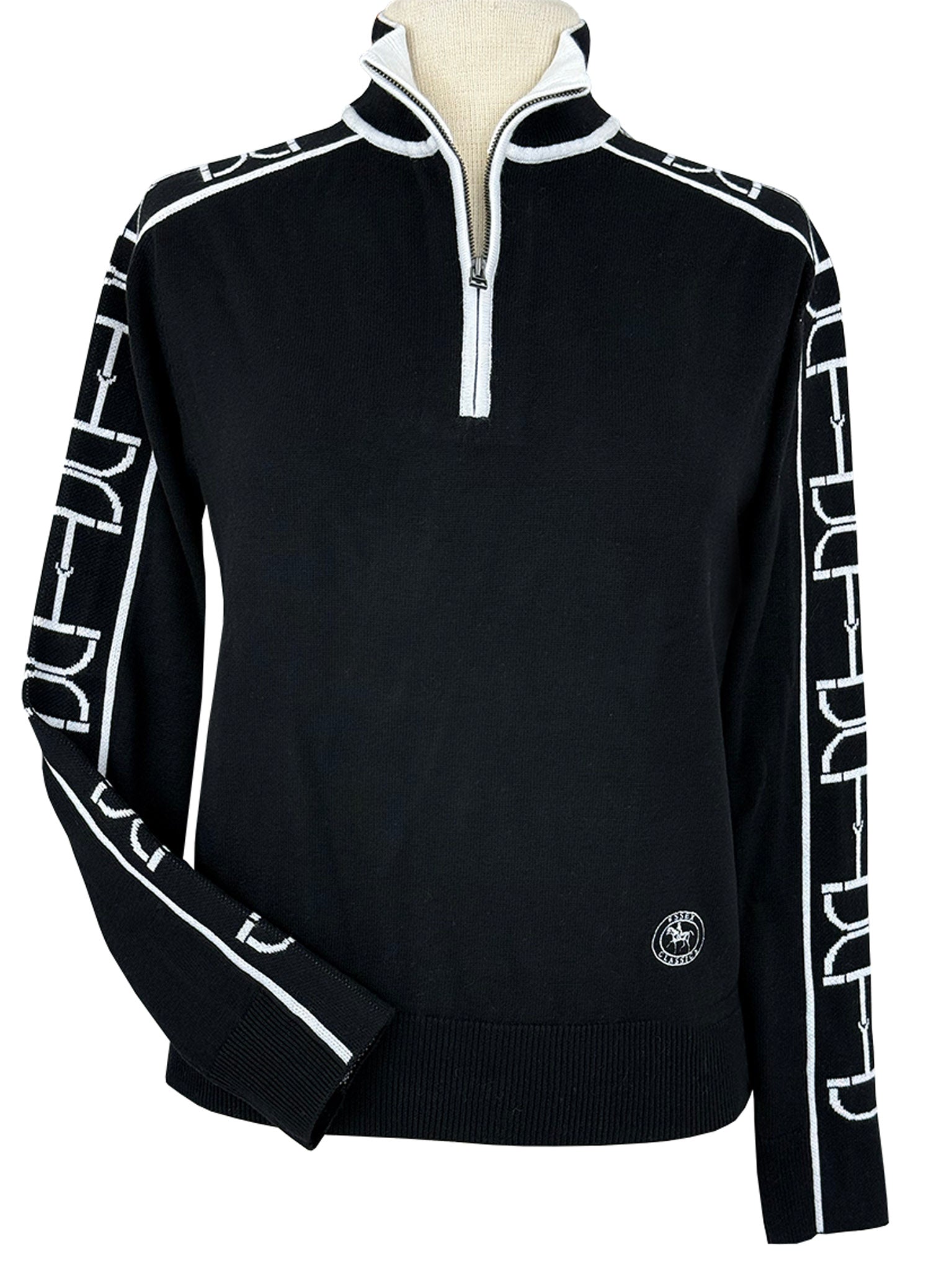 Essex Classics Polished Bit Quarter Zip Sweater - Black - Equiluxe Tack
