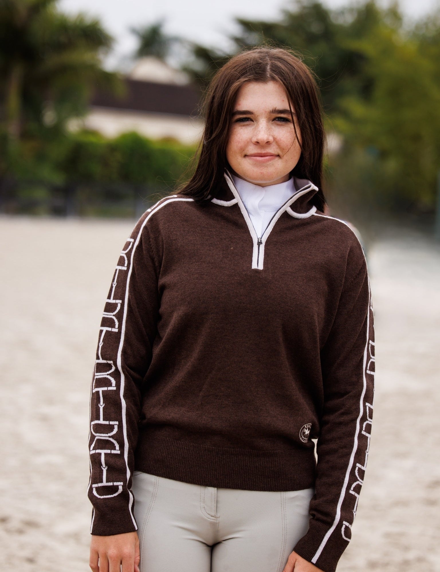 Essex Classics Polished Bit Quarter Zip Sweater - Chocolate - Equiluxe Tack