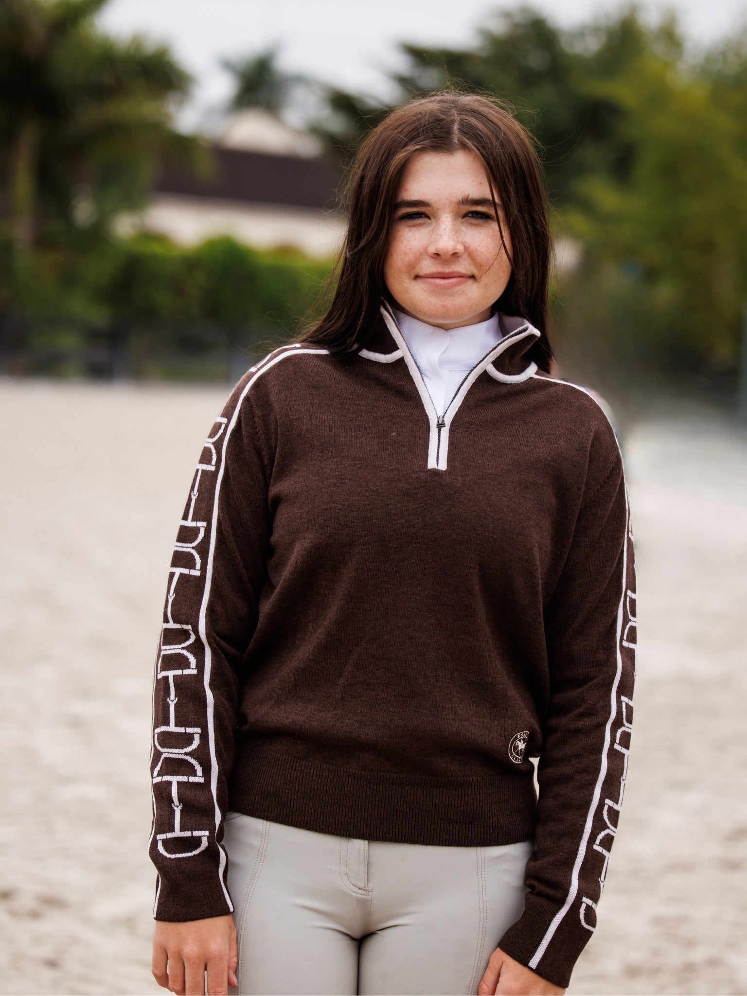 Essex Classics Polished Bit Quarter Zip Sweater - Chocolate - Equiluxe Tack