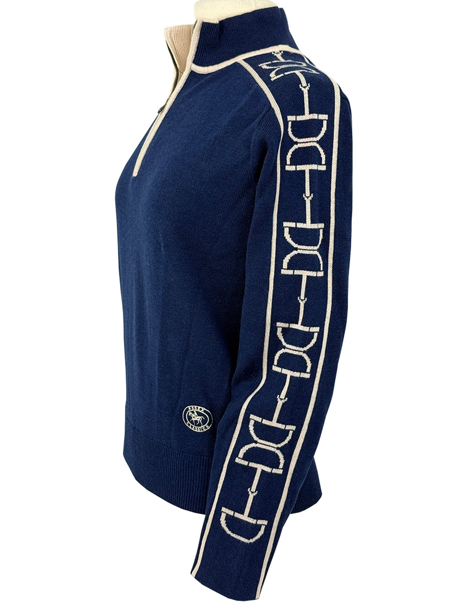 Essex Classics Polished Bit Quarter Zip Sweater - Navy - Essex Classics - Equiluxe Tack
