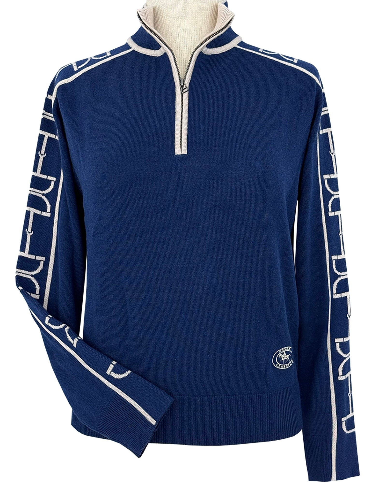 Essex Classics Polished Bit Quarter Zip Sweater - Navy - Essex Classics - Equiluxe Tack