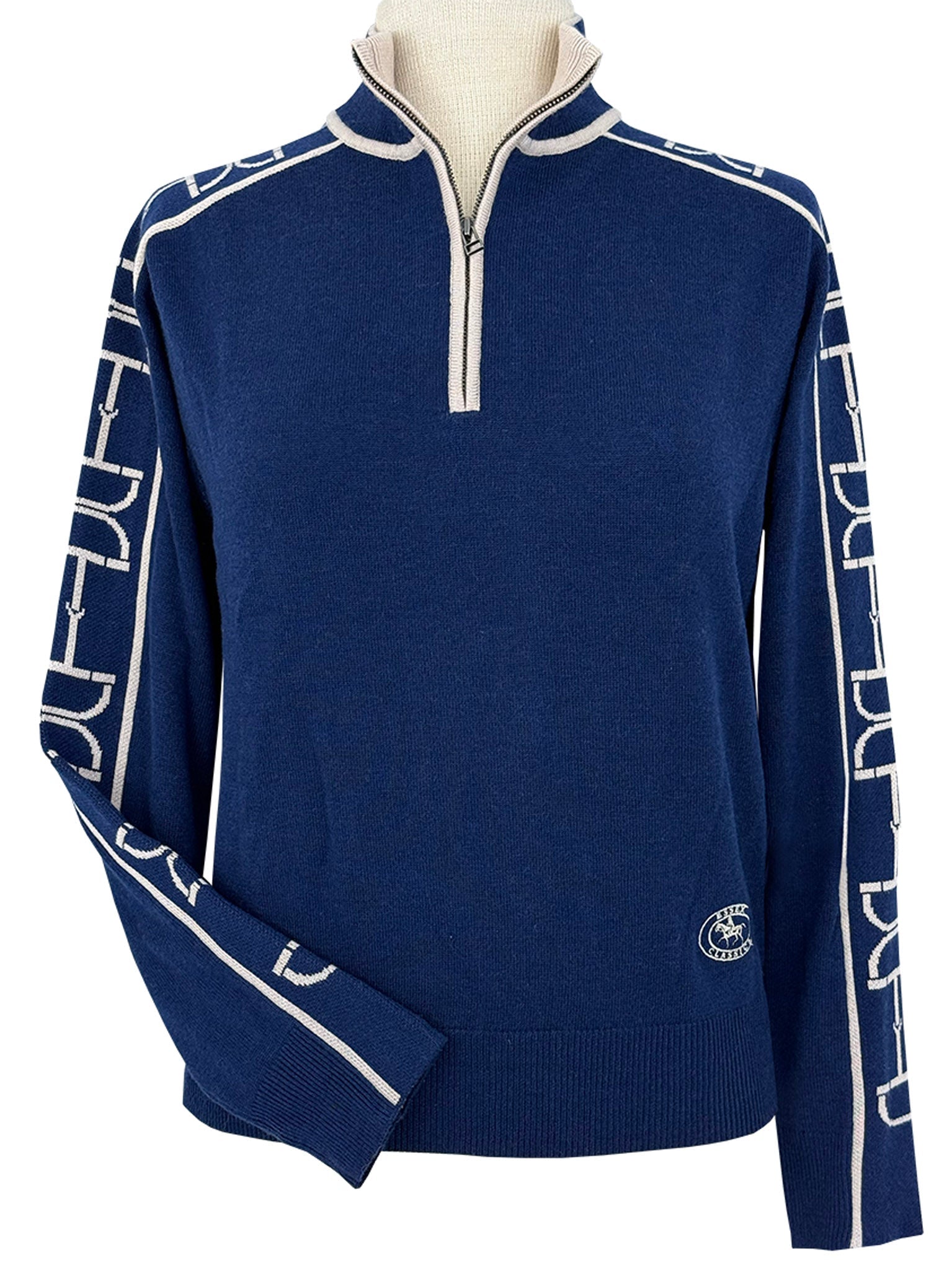 Essex Classics Polished Bit Quarter Zip Sweater - Navy - Essex Classics - Equiluxe Tack