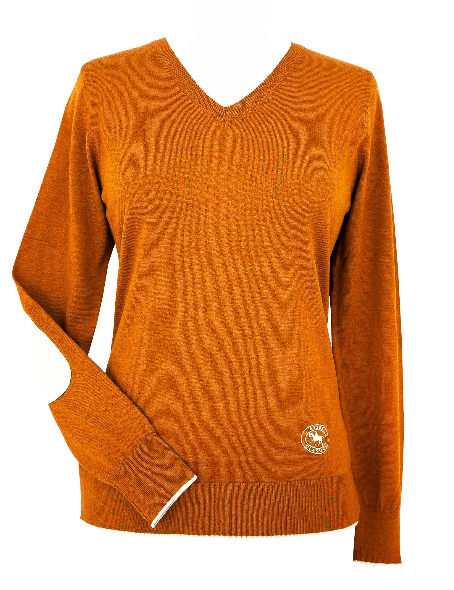 Essex Classics Rust with Oatmeal Trey V - Neck Sweater - Essex Classics - Equiluxe Tack