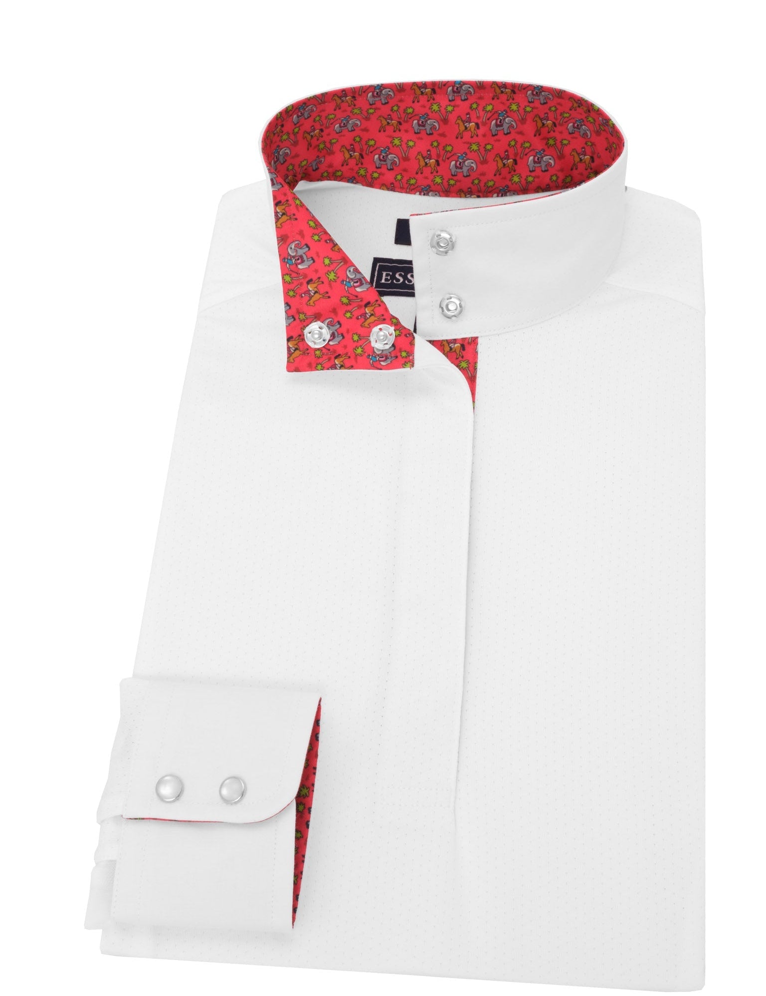 Essex Classics Safari Red Ladies Talent Yarn Straight Collar Long Sleeve Show Shirt - Essex Classics - Equiluxe Tack