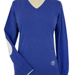 Essex Classics Sapphire with Ivory Trey V - Neck Sweater - Essex Classics - Equiluxe Tack