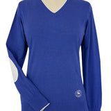 Essex Classics Sapphire with Ivory Trey V - Neck Sweater - Essex Classics - Equiluxe Tack