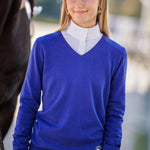 Essex Classics Sapphire with Ivory Trey V - Neck Sweater - Essex Classics - Equiluxe Tack