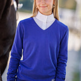 Essex Classics Sapphire with Ivory Trey V - Neck Sweater - Essex Classics - Equiluxe Tack