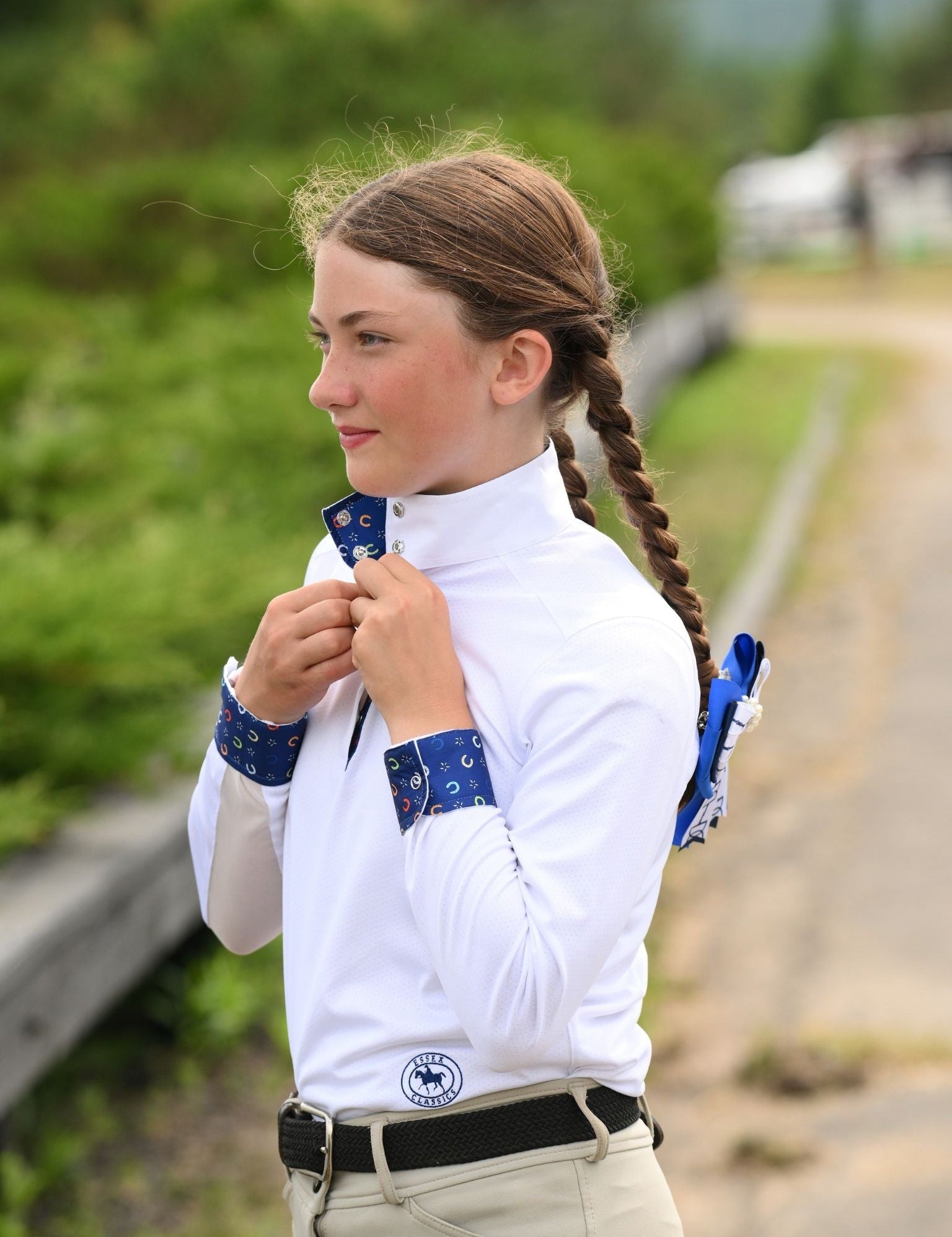 Essex Classics Show Ring Luck Girls Talent Yarn Straight Collar Long Sleeve Show Shirt - Essex Classics - Equiluxe Tack