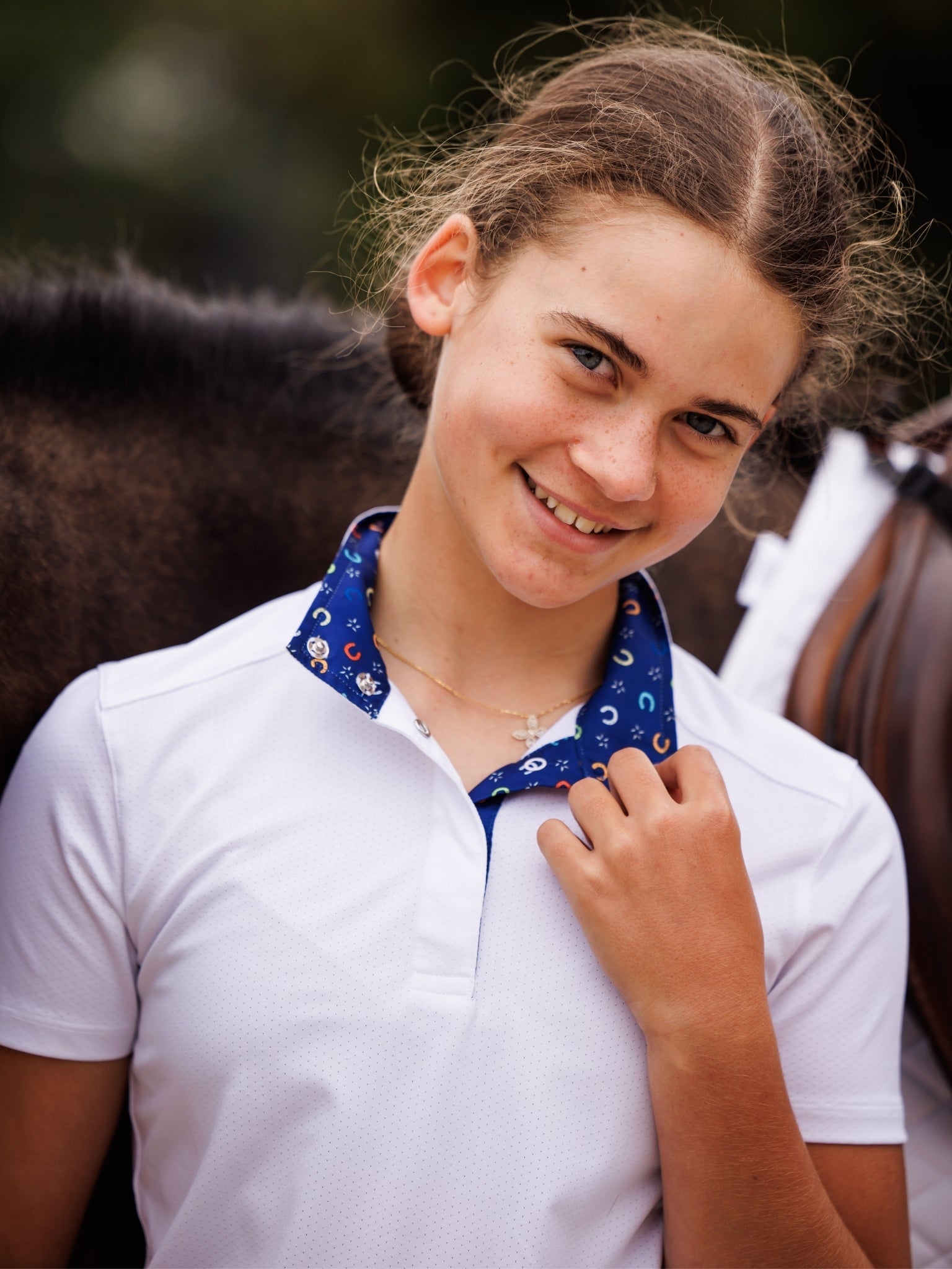 Essex Classics Show Ring Luck Girls Talent Yarn Straight Collar Short Sleeve Show Shirt - Essex Classics - Equiluxe Tack