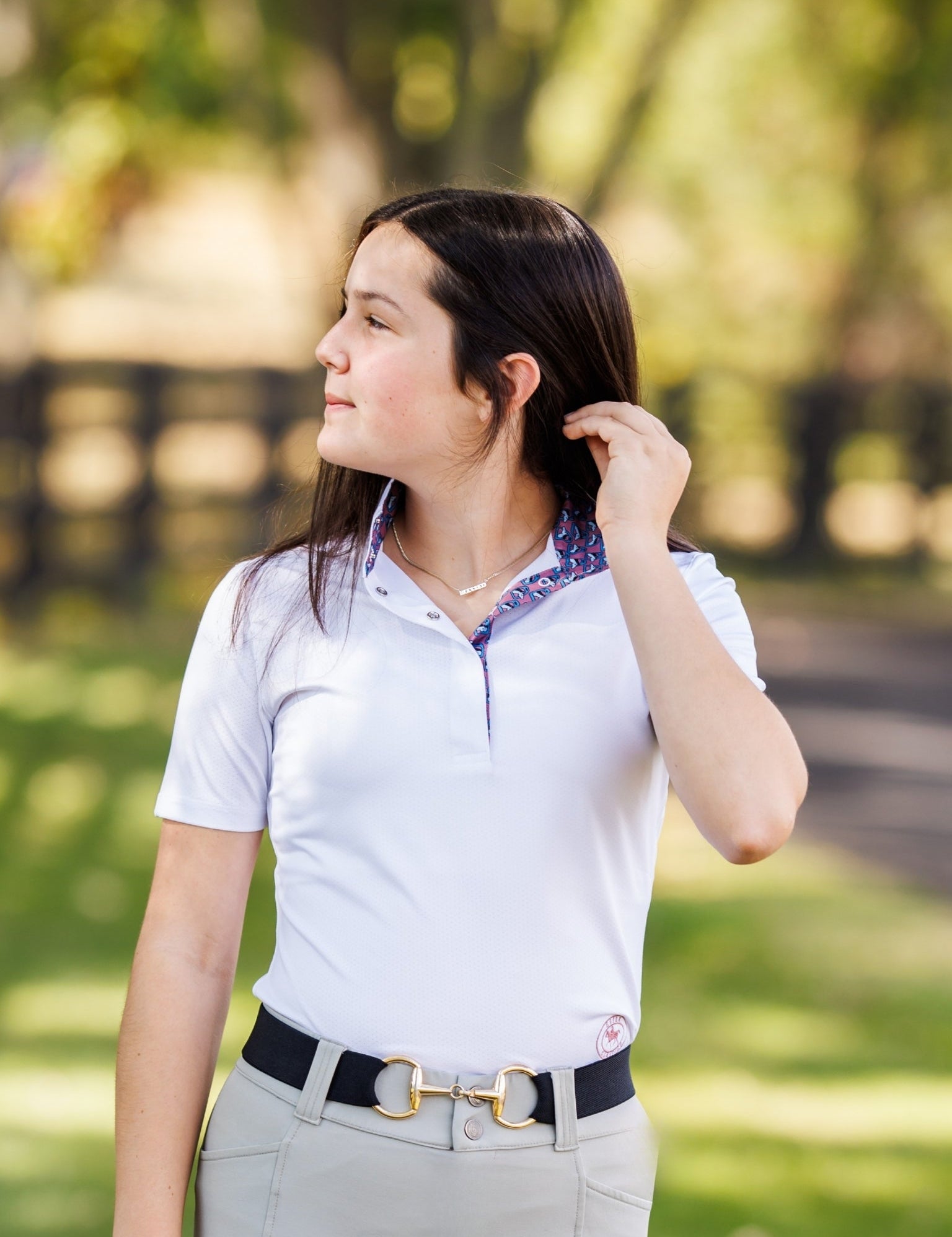 Essex Classics Stirrup Talk Ladies Talent Yarn Straight Collar Short Sleeve Show Shirt - Essex Classics - Equiluxe Tack