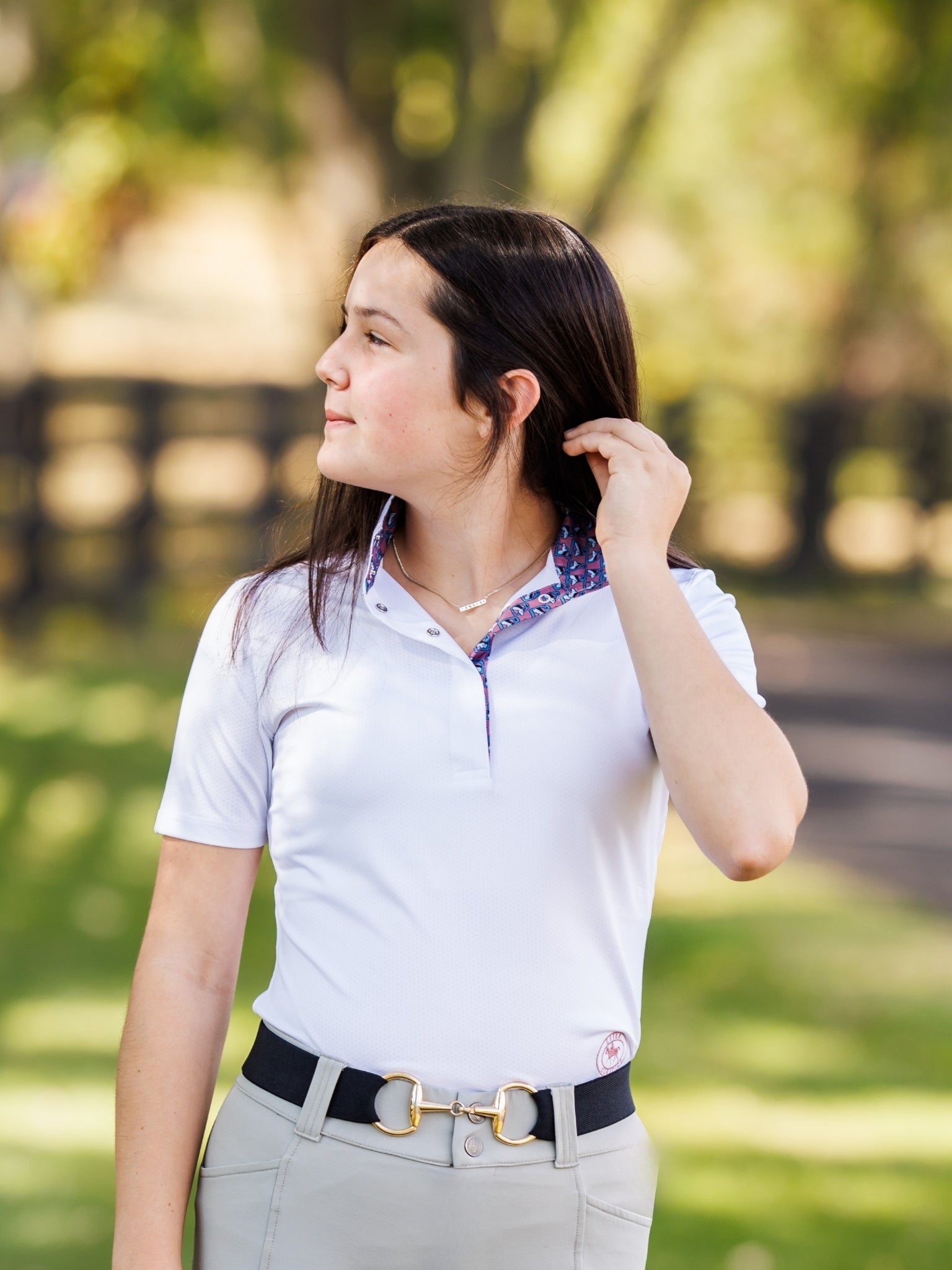 Essex Classics Stirrup Talk Ladies Talent Yarn Straight Collar Short Sleeve Show Shirt - Essex Classics - Equiluxe Tack
