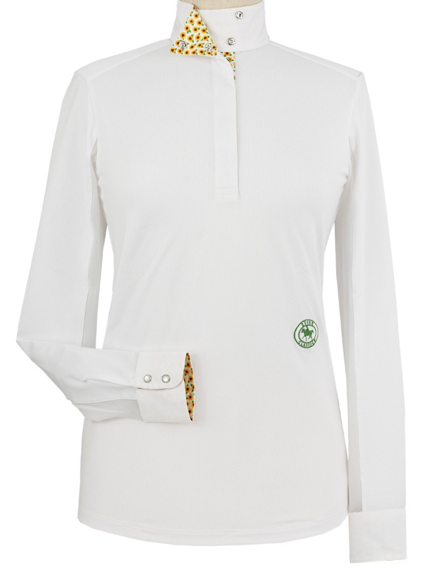 Essex Classics Sunflowers Ladies Talent Yarn Wrap Collar Long Sleeve Show Shirt - Equiluxe Tack
